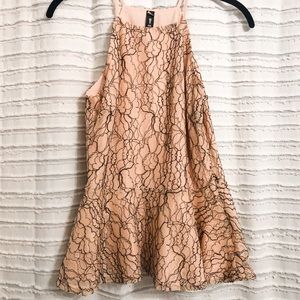 Rose and black knit peplum tank